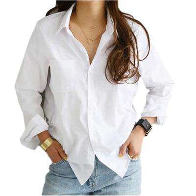 China Breathable Women's Shirts and Blouses 2022 Casual White Women Collar OL Style Turn-Down Female Top Blouse Long Sleeve Loose Blouses for sale