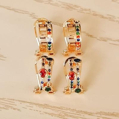 China Fashion Environmental Friendly Crystal Zircon Ear Cuff Copper Earrings Gold Plated Thick Earring Gold Ear Clip For Women for sale