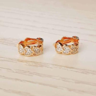 China Environmental Friendly 14k/18k Gold Plated CZ Heart Shape Ear Cut Shiny Cubic Zircon Diamond Heart Hoop Earrings For Women for sale