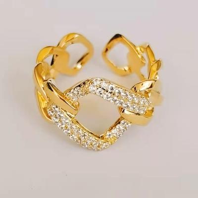 China High Quality Environmentally Friendly Women Shape Zircon Gold Plated Rings Ring For Party Open Adjustable for sale