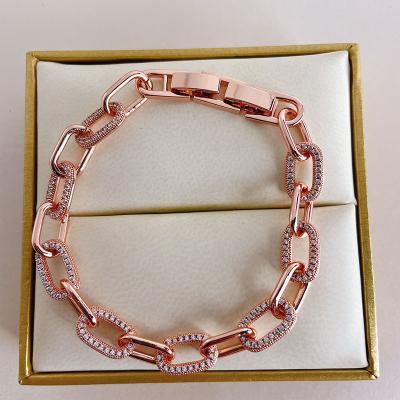 China 14K Rose Gold Plated Twisted Rope Link Chain Bracelet Charm Bracelets Environmentally Friendly Trendy Jewelry For Gifts for sale