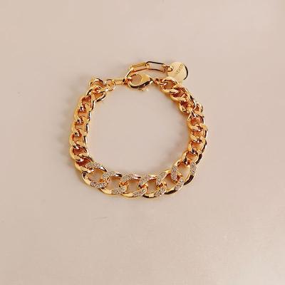 China Environmental Friendly Chunky Hiphop Punk Snake Twisted Charm Adjustable Bracelets Copper 18K Gold Plated Chain Bracelet for sale