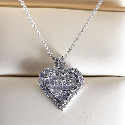 China Environmental Friendly Silver Heart Necklace Cubic Zircon Clavicle Chain Gold Plated Heart Pendant Necklace For Girl Women for sale