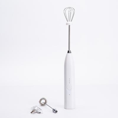 China Stainless Steel Spring ABS Handle USB Stocked Rechargeable Handheld Electric Egg Beater Electric Milk Frother for sale