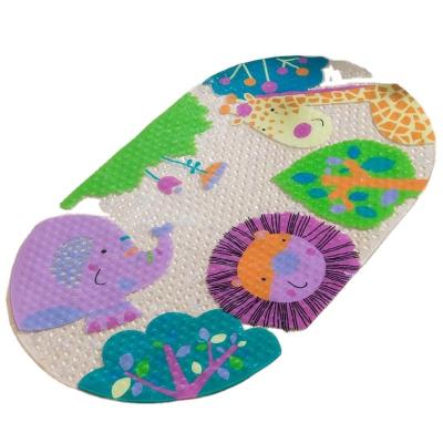 China Viable Cardboard Cartoon Anti-Slip Baby Bath Mat For Shower Room With Massage Point Suction Cups for sale