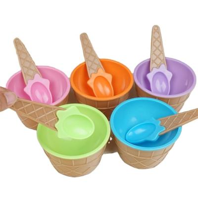 China Eco-friendly creative high quality double layer bpa free kids bowls ice cream bowl and spoon set tableware for sale