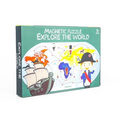 China DIY TOY Low Moq Magnetic Folding Wild Animals World Map Puzzle Book Children for sale