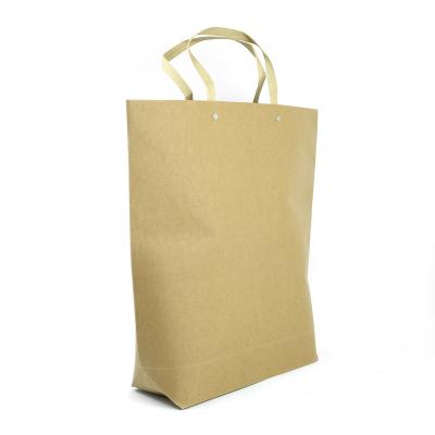 China Customized recyclable brown logp kraft paper kraft shopping bag with flat handle for sale