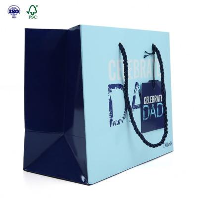 China Navy Blue Luxury Foldable Gift Recyclable Personalized Shopping Paper Bag for sale