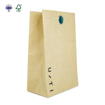 China Custom Stand Recyclable Beige Kraft Paper Bag With Handle Wholesale for sale