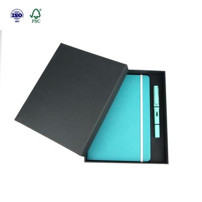 China Hardcover Personalized Teal Blue Rubber Band Notebook Box Set With Bookmark for sale