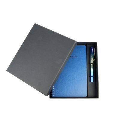 China Custom School Hardcover Book Thick Hard Cover Spiral Grab Notebook Gift Set Blue for sale