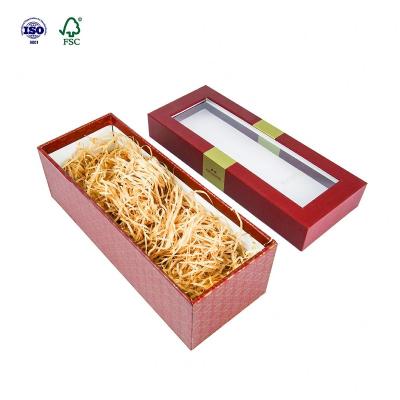 China Recyclable Luxury Elegant Clear Window Gift Box Red Colorful Custom Logo for sale