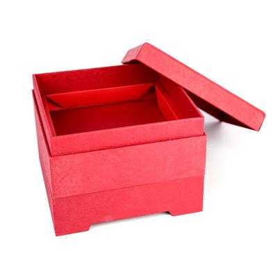 China China Recyclable Red Removable Rigid Lid Gift Paper Boxes With Double Layer for sale