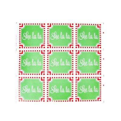 China Custom Printing Business Logo Green Gift Shape Personalized Square Label Sticker Paper for sale