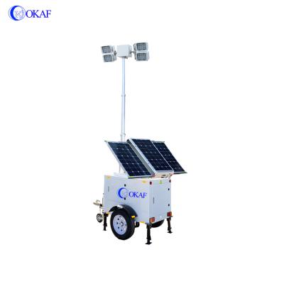 China 360 Degree Rotation 3 To 9m High Brightness LED Light Tower Telescopic Solar Mast Trailer Mobile Light Tower for sale