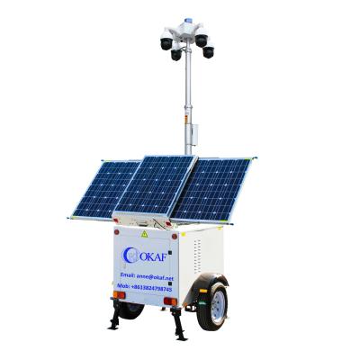 China Prominent PAN-TILT Solar Panel Power CCTV Camera Mobile Surveillance Security Trailer for sale