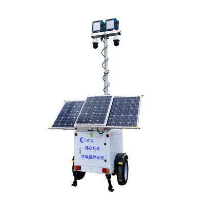 China Prominent Solar PAN-TILT Mobile Surveillance Tower System CCTV Trailer With Lights for sale