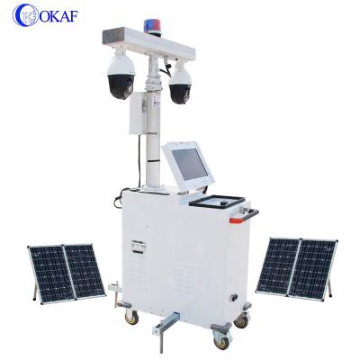 China Construction site security monitoring mobile cctv solar lifting trailer waterproof/waterproof automatic mast for sale