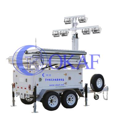 China Dynamic System 3-18 Meters Lighting Rescue Okaf Circuit Emergency Surveillance Trailer Mobile CCTV Camera Trailer for sale