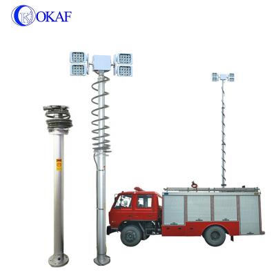 China Vehicle Movable Lightweight Fire Truck Mast Light Tower Emergency Lighting Mobile Pneumatic Telescopic Light Mast for sale