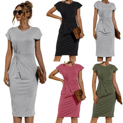 China Wholesale Anti-wrinkle China Supplier Shirt Dresses 2021 Summer Women Casual Knit Tight Fitted Dress for sale