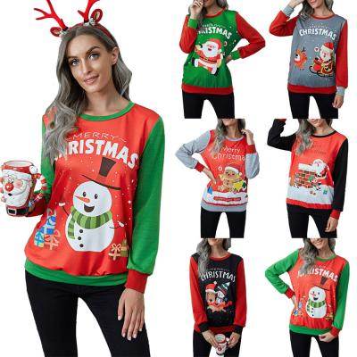 China Retail Pattern Letter Graphic Christmas Sequin Fleece Anti-wrinkle Long Sleeve T-Shirts Women for sale