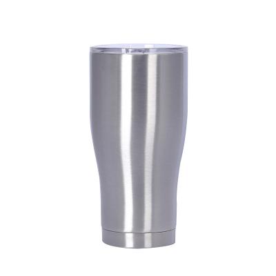 China Modern Travel Style Stainless Logo Curve Tumbler Cup With Threaded Viable Custom Steel Lid for sale