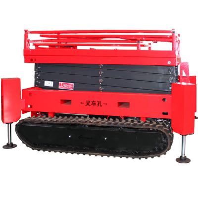 China Outdoor-Rough Terrain Crawler Scissor Lift mit 320 kg Kapazität und erweiterter Plattform zu verkaufen