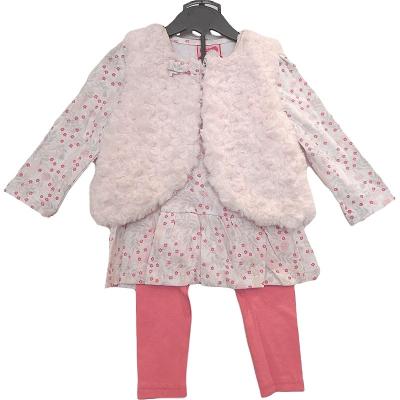 China Good quality soft stock cotton printed 3pcs sets of baby girls and kids dresses kids dresses for girls for sale