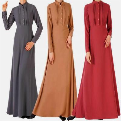 China Fashion Anti-Static Solid Colors Casual Muslim Arabic Long Sleeve Dresses zu verkaufen