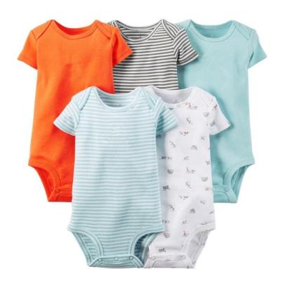 Cina Factory 100% Cotton Custom Design Baby Short Sleeve Newborn Baby Rompers Organic Cotton Knitted Baby Bodysuits Wholesale in vendita