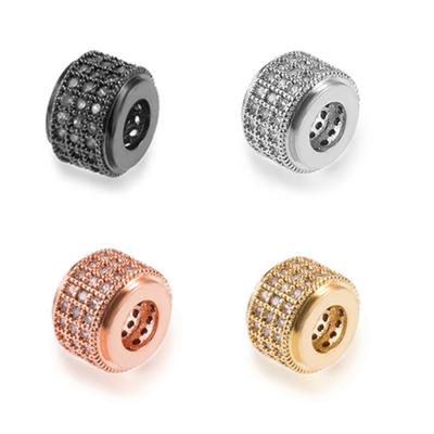 China High Quality Copper CZ Micro Pave Bead Spacer Charm Beads For DIY Bracelets Necklaces Accessories for sale