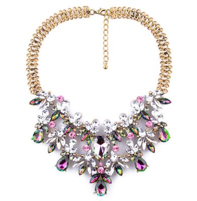 China 2019 Zinc Alloy Rhinestone Necklace Fashion Statement Necklace Jewelry Crystal Necklace for sale