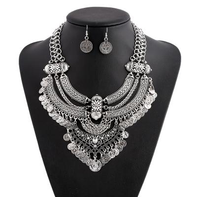 China Factory direct big zinc alloy bib necklace party statement necklace jewelry set for women for sale