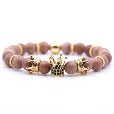 China Nature Stones 2019 Natural CZ Crown Gemstone Stretch Bead Bracelet Wholesales High Quality Beads Bracelet Stone for sale