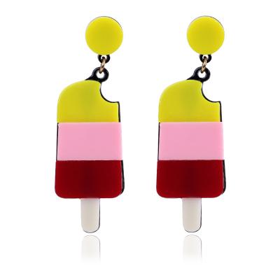 China Cute Fashion Candy Color Ice Lolly Earrings Miniature Food Earrings Mini Food Popsicle Earring For Girls for sale