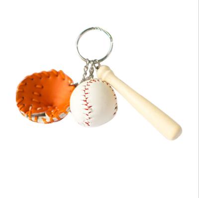 China Hot Sales Leather Wholesales Promotion Custom Baseball Bat Baseball Sports Key Chain for sale