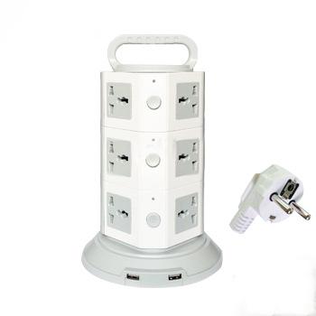 China Residential / General Purpose Tower Extension Socket With Spike Protector , Vertical Socket With USB for sale