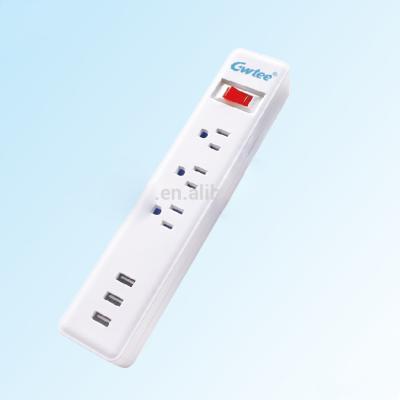 China Overload Protection USA 110v Multi Overload Surge Protector With 3 USB Charging Ports for sale