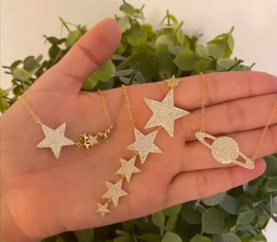 China New Fashion FASHION Micro Diamonds Necklace Listing Copper Ladies Star Earth Necklace Charm Party Necklace for sale