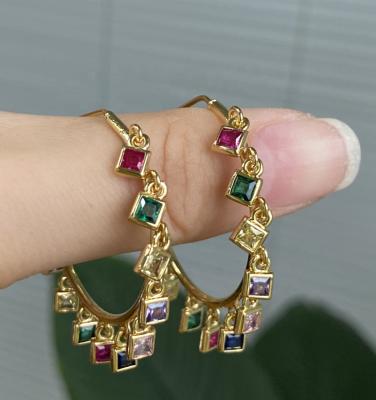 China Environmentally Friendly Wholesale And Retail Square Box Rhinestone Colorful Three-Dimensional Crystal Earrings for sale