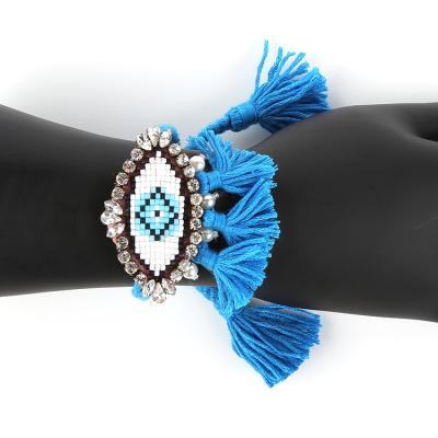 China New FASHION Handmade FANCY Handmade Cotton Girls/Women Hand-woven Bracelet with Crystal Charm for sale