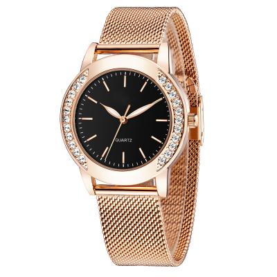 China Juelong Bling Diamond Ladies Watch Waterproof Quartz Watch Stainless Steel Mesh Strap Watch Rose Gold For Women for sale