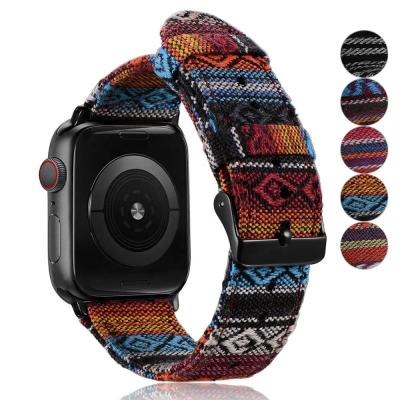 China JUELONG Unique National Style Soft Colorful Cloth Nylon Watch Band For Apple Watch Strap 38mm 44mm for sale