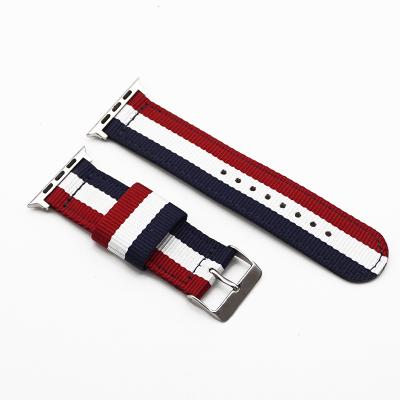 China Juelong Fabric 2 Piece Band Closure Buckle Adjustable Cloth Weave Nylon Apple Watch Band For Series 4 5 6 for sale