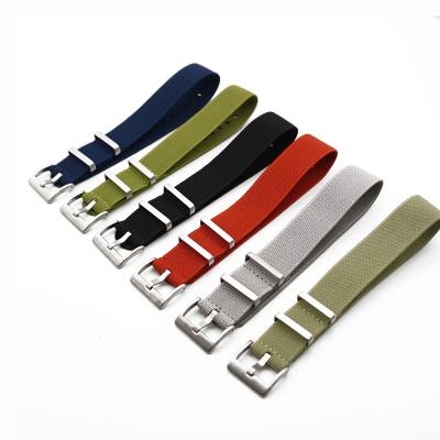 China New Design 20mm Nato Force Strap French Bag 22mm Nylon Smooth Single Parachute Elastic Watch Band for sale