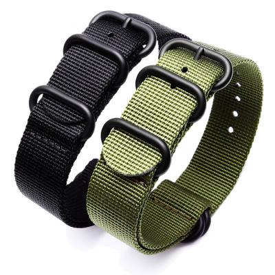 China JUELONG IP Black Material Army Green Nylon Zulu Watch Band Factory Made NATO for sale