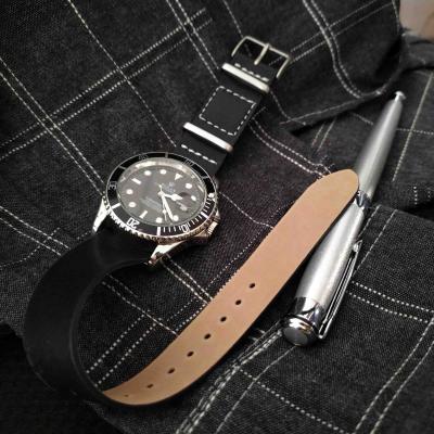 China JUELONG Fabric 12-24mm Single Pass Cowhide Leather Genuine Leather For Watches Men NATO Leather Watch Strap for sale