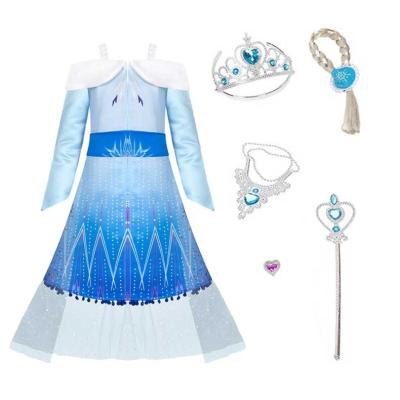 China Wholesale Princess Elsa Girl Costume Birthday Polyester New Play Dress Dresses With Accessories Girl's Dress for sale